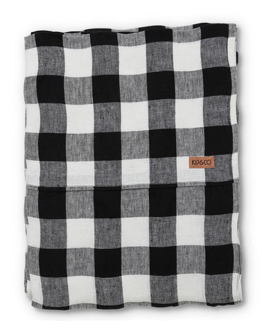 Black & White Gingham Linen Flat Sheet (US)