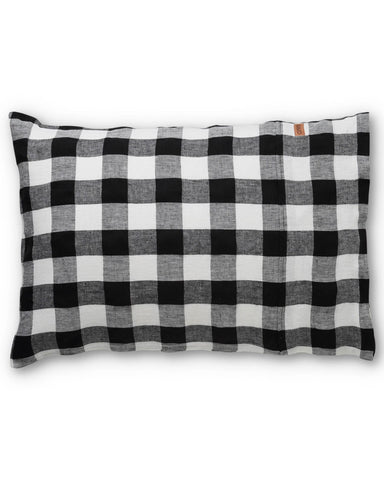 Black & White Gingham Linen Pillowcases