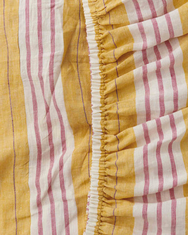 Sweet Stripe Woven Linen Fitted Sheet (US)