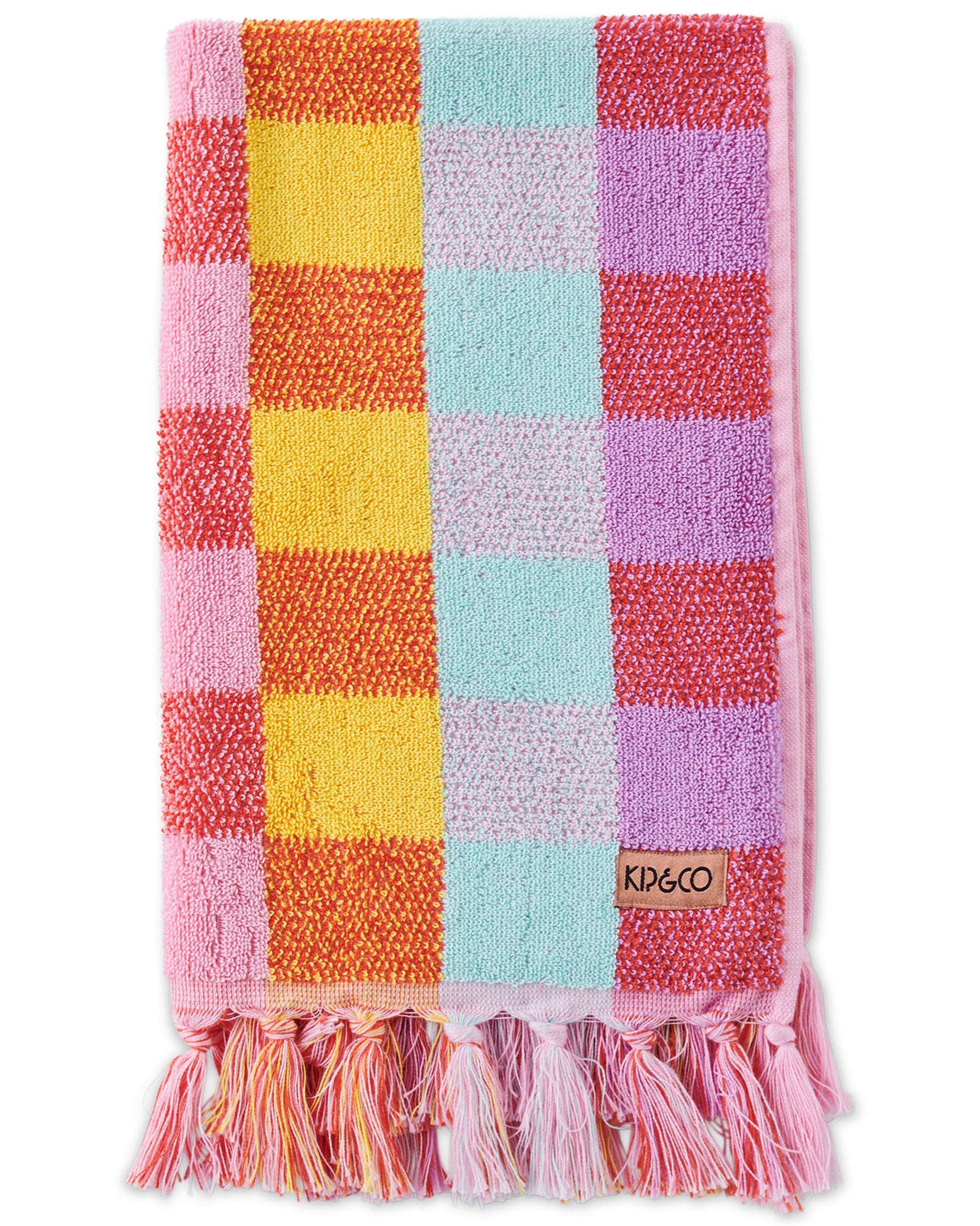 Orange Plaid Hand Towel