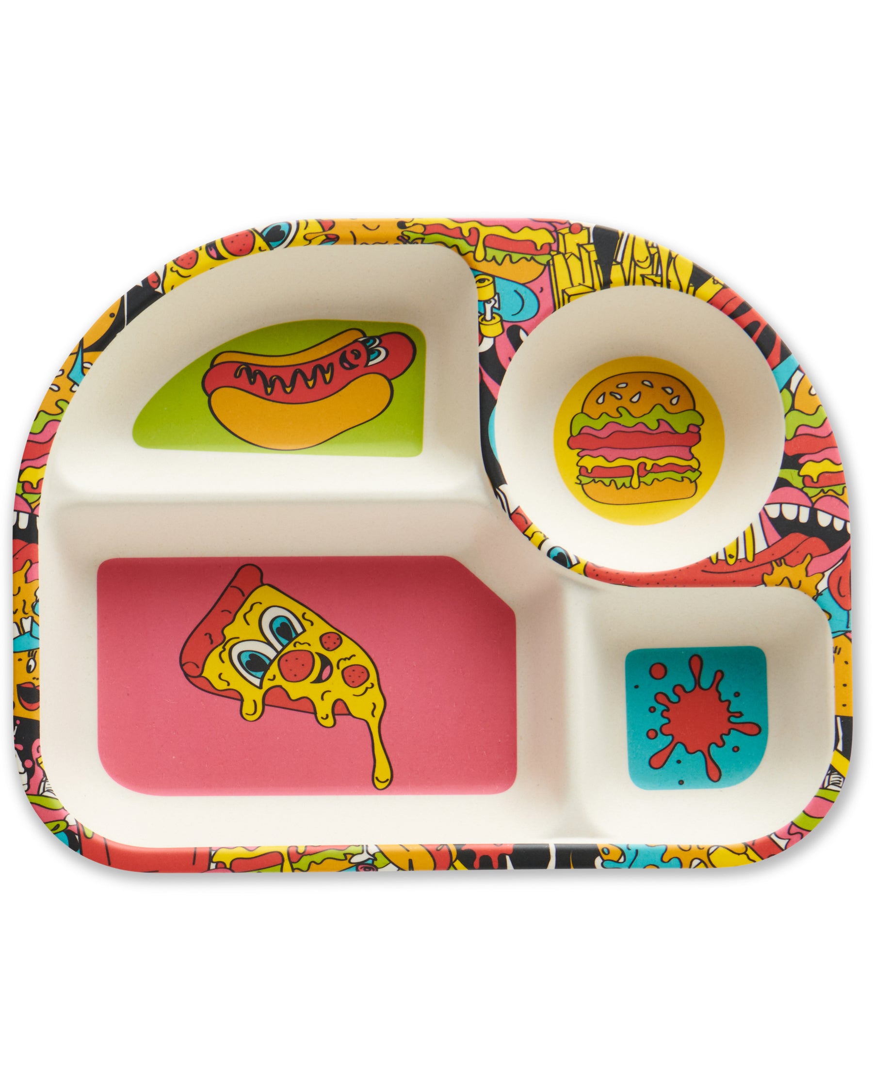 Toddler Melamine Compartment Trays In Fun Illustrations