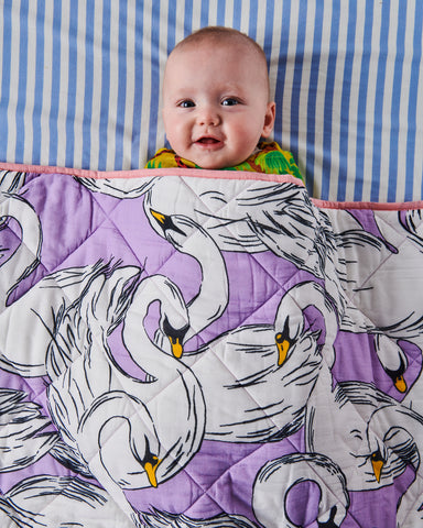 Swan Lake Organic Cotton Quilted Cot Bedspread