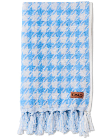 Houndstooth Blue Terry Hand Towel