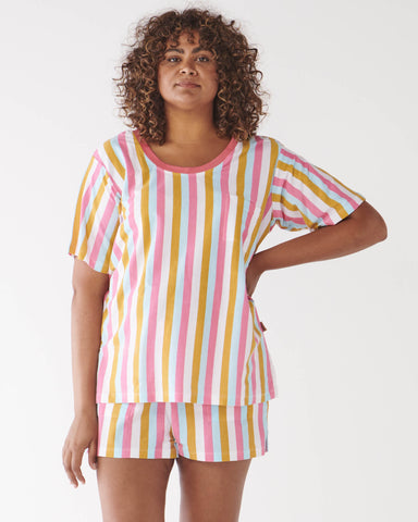 Holiday Stripe Short Sleeve Pyjama T-Shirt