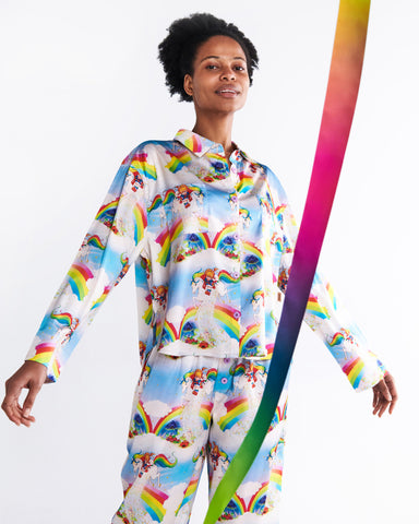 Kip&Co x Rainbow Brite Magic Sky Satin Adult Long Sleeve Shirt & Pant Pyjama Set