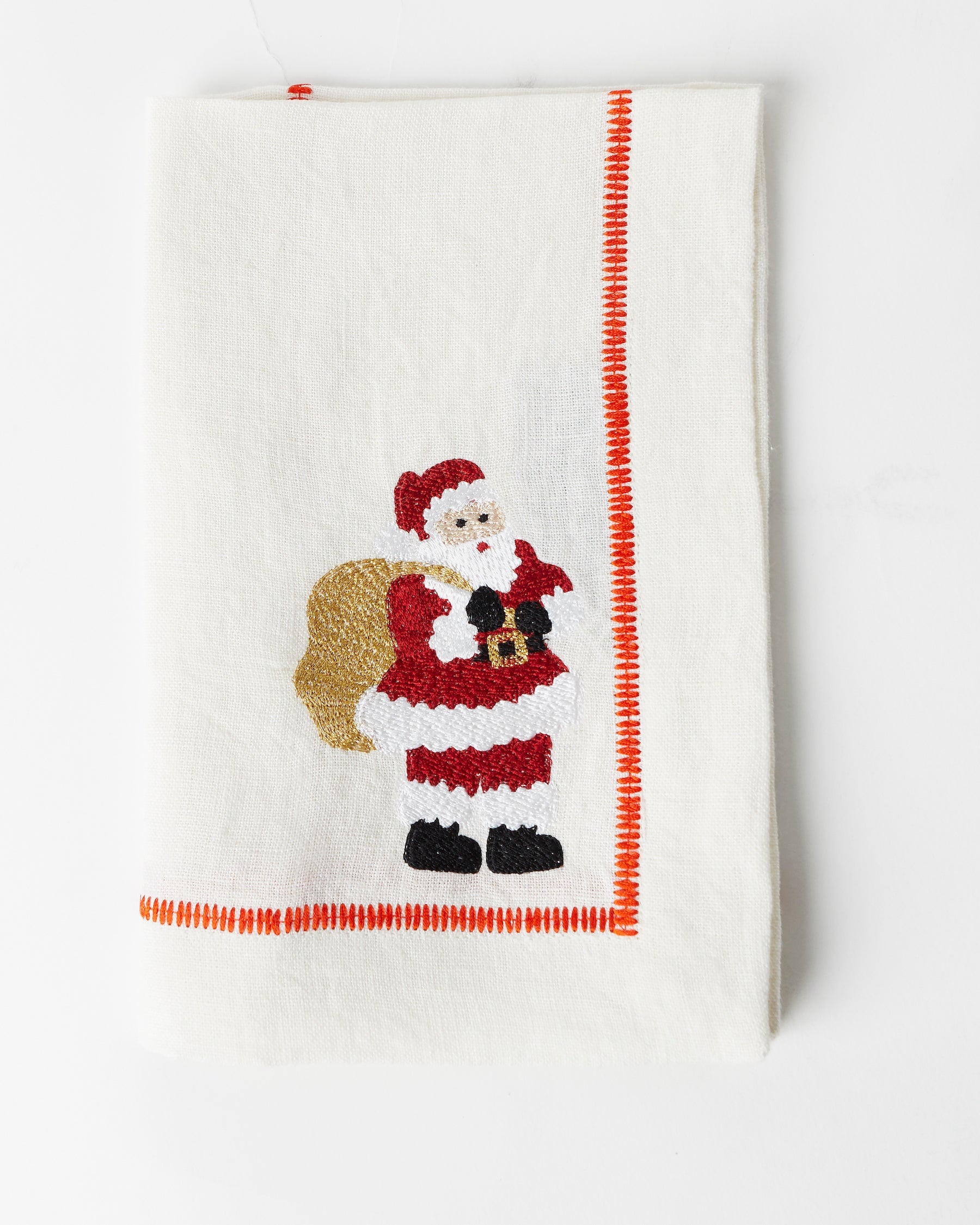 Red & White Embroidered Santa Claus 6-Piece Washcloth Set