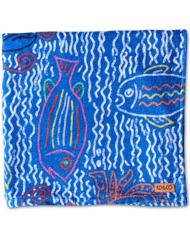 The Deep Blue Printed Terry Bath Sheet / Beach Towel