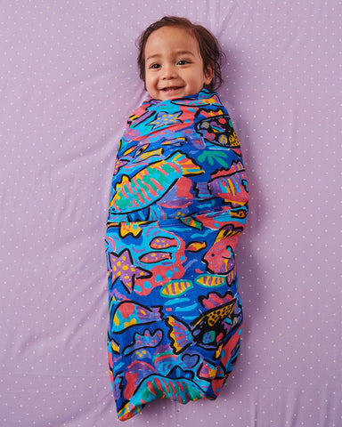 Kip&Co X Ken Done Tropical Fish Bamboo Swaddle