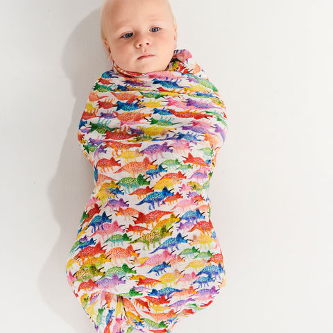 Kip&Co x Melbourne Museum Triceratops Bamboo Swaddle