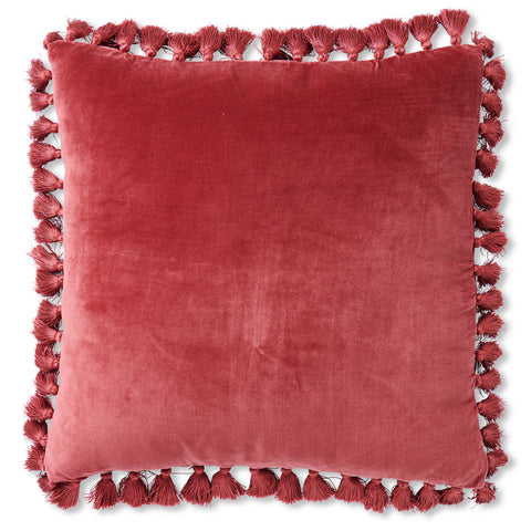 Foxglove Velvet Tassel Cushion