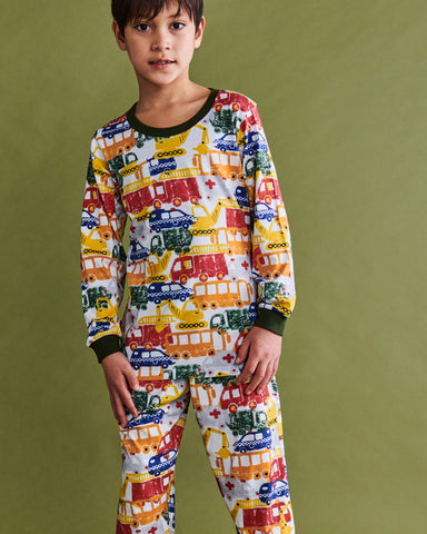 Big Wheels Organic Cotton Long Sleeve Top & Pant Pyjama Set