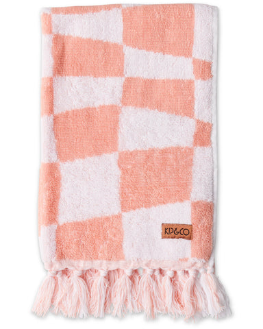 Checkerboard Pink Terry Hand Towel