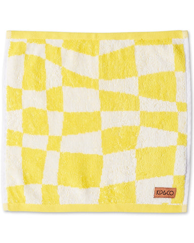 Checkerboard Yellow Terry Face Washer