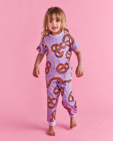 Pretzels Lilac Organic Cotton Short Sleeve Tee & Pants Pyjama Set