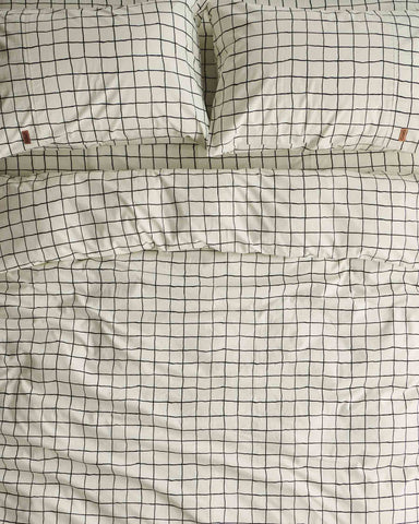 Check 1-2 White And Black Organic Cotton Pillowcases