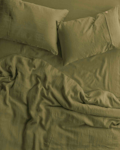 Olive Linen Fitted Sheet