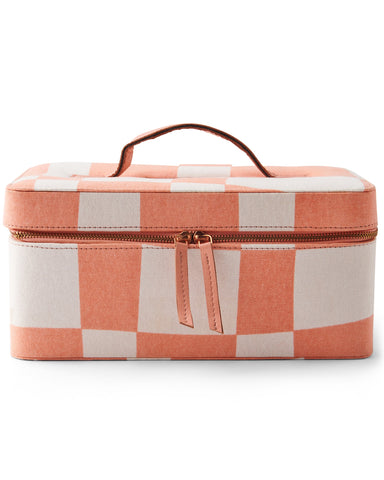 Checkerboard Pink and White Toiletry Case