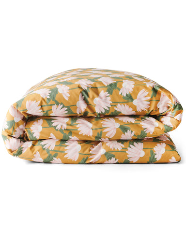Daisy Bunch Mustard Organic Cotton Quilt Cover (US)