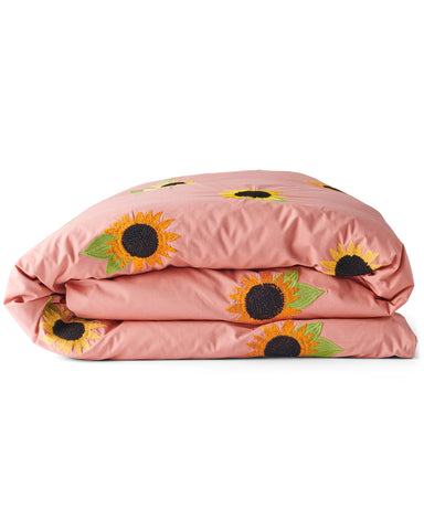 Sunflower Sunshine Embroidered Cotton Quilt Cover
