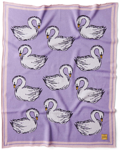 Swan Lake Cotton Knitted Blanket