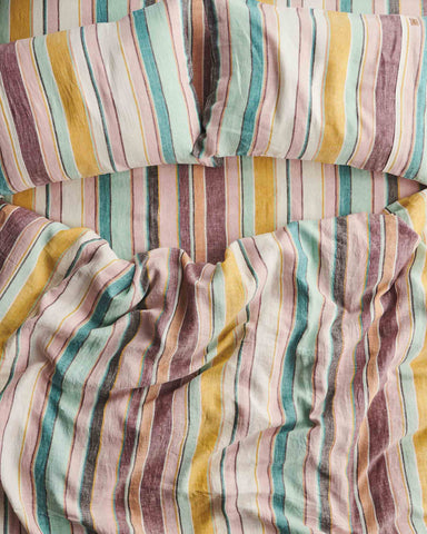 Hat Trick Woven Stripe Linen Flat Sheet (US)