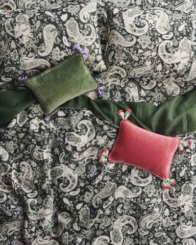 Paisley Green Linen European Pillowcase