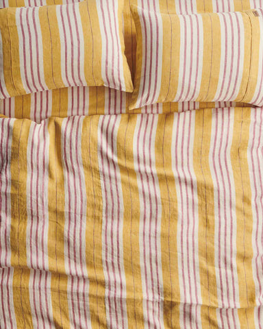 Sweet Stripe Woven Linen Fitted Sheet (US)