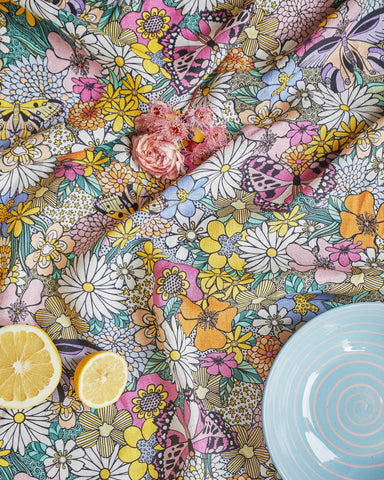 Bliss Floral Round Linen Tablecloth
