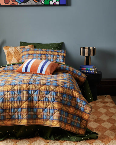 Cosy Tartan Organic Cotton Quilted Pillowcase