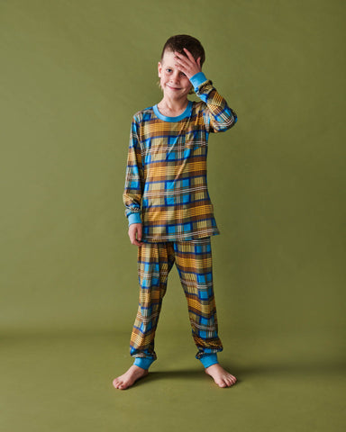 Cosy Tartan Organic Cotton Long Sleeve Top & Pant Pyjama Set