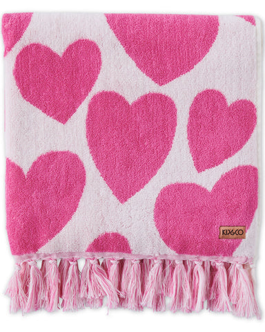 Big Hearted Pink Terry Bath Towel