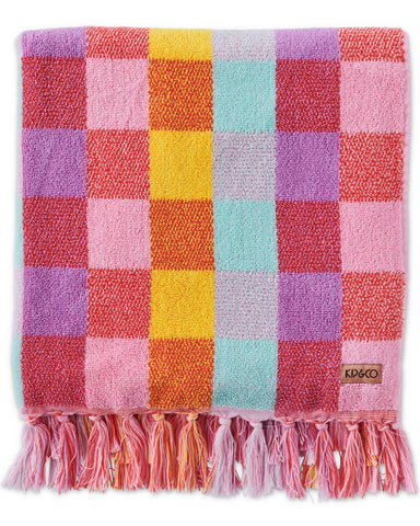Sherbet Tartan Terry Bath Sheet / Beach Towel