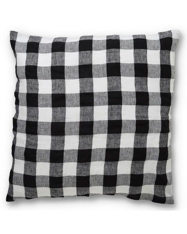 Black & White Gingham Linen European Pillowcases