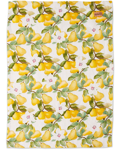 Summer Lily White Linen Tea Towel