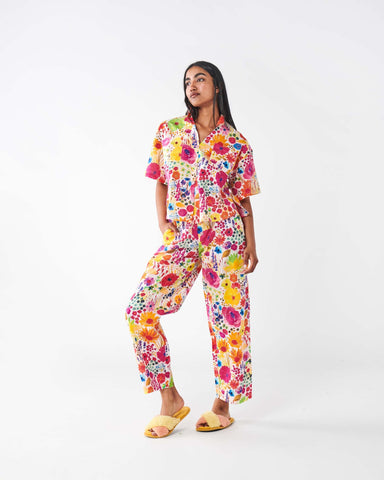 Field Of Dreams In Colour Organic Cotton Short Sleeve Shirt & Pant Pyjama Set