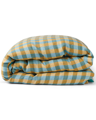 Marigold Tartan Linen Quilt Cover (US)