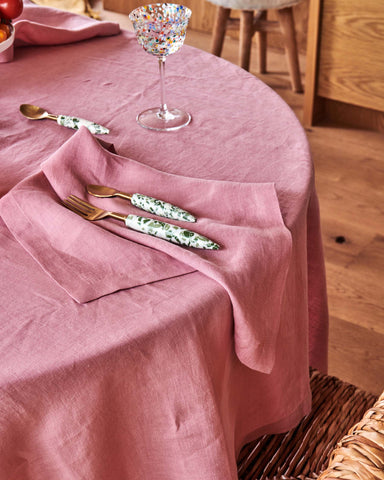 Peony Round Linen Tablecloth