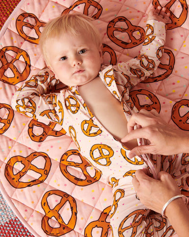 Pretzels Pink Organic Cotton Quilted Baby Play Mat