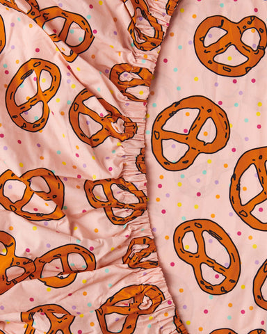 Pretzels Pink Organic Cotton Baby Fitted Sheet