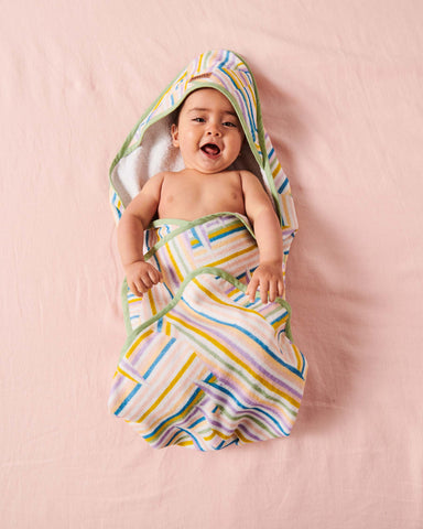 Stripes of Paros Printed Terry Baby Towel