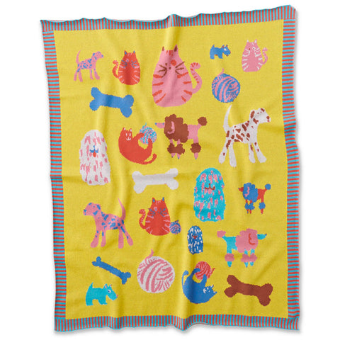 Cats And Dogs Cotton Knitted Blanket