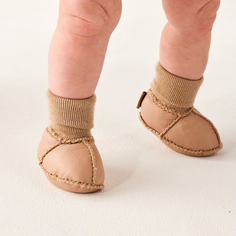 Natural Almond Baby Booties